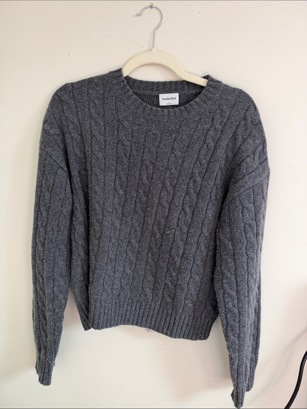 Sunday Best Charcoal Cable Knit Crew Sweater